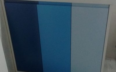 Conjunto de mueble de baño lacado tres tonos de azul
